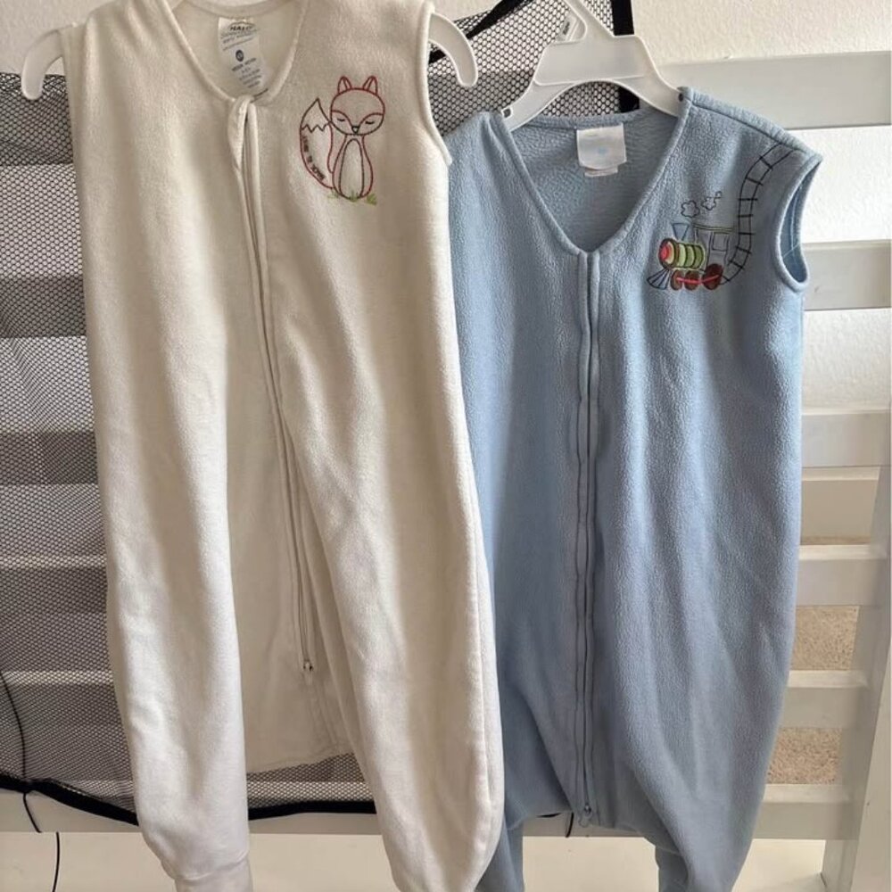 2pc halo sleepsack blue and cream white size M & L 12-18 months baby wearable bl